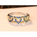 Popular colourful heart ring claw setting zircon heart winding couple ring valentine's day present